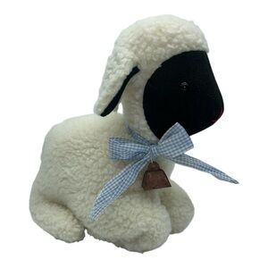 Stuffed Lamb Plush 10.5 Easter plush with Gingham blue bow with bell charm